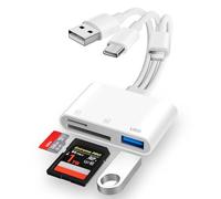 Certifié Apple MFI : lecteur de carte SD iPhone, USB-C & Lightning & USB-A, prise en charge du port SD/TF/USB, lecteur de carte SD pour iPhone/iPad/appareil photo, lecteur de carte iPhone, Plug & Play