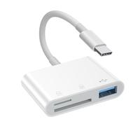 [Certifié Apple MFi ] Lecteur de carte SD USB-C USB 3.0 Type C vers SD/TF Adaptateur pour iPhone 15 16/iPad/Mac, Lecteur de carte mémoire 3 en 1 avec deux emplacements et port USB pour MacBook Pro/Air