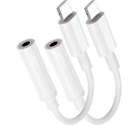 [Certifié Apple MFi] Lot de 2 adaptateurs Lightning vers prise jack 3.5 mm, pour iPhone 3.5 mm, adaptateur audio auxiliaire pour iPhone 11/Xs Max/XR/X/8P/8/7P/7/SE, compatible iOS 13 et plus