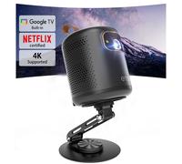 [Certifié Google TV] Projecteur DLP ETOE Dolphin portable, 500 lumens ANSI, 1080p natif, mise au point et trapèze automatiques avec support de bureau rotatif à 360°