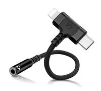 【Certifié MFi】 Adaptateur 2-en-1 USB-C & Lightning vers Jack 3,5 mm, Adaptateur USB-C Aux vers Jack Audio avec Puce DAC pour Phone 16/15/14/13/12/11, pour Samsung, pour Google Pixel