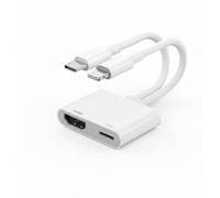 [Certifié MFi] Adaptateur USB-C et Lightning vers HDMI pour iPhone, écran de synchronisation 4K @ 60 Hz, adaptateur Apple vers AV numérique avec port de charge 100 W pour iPhone 17/16/15/iPad/MacBook