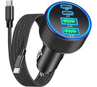 [Certifié MFi Apple] Allume Cigare USB C, Rombica 90W 4-Port PD/QC Charge Rapide Chargeur Voiture avec Double USB C et A + Câble Tressé Type-C pour iPhone 17/17 Pro Max/16 Pro/15/Galaxy S25/S24/Xiaomi