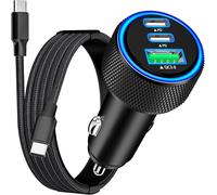 [Certifié Mfi Apple] Chargeur Allume Cigare Usb C, 3Port 67W Double Usb-C/Usb-A Adaptateur Pd/Qc Rapide Chargeur Voiture + Câble Tressé Type-C Pour Iphone 17/17 Pro/16/15/Galaxy S25/S24/Xiaomi