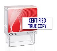 Certified True Copy Colop Tampon auto-encreur en caoutchouc P20 Mini tampon pré-encreur Bleu 14 x 38 mm