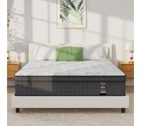 CertiPUR-US Matelas hybride pour très grand lit de 35,6 cm avec mousse à mémoire de forme en gel haute densité et ressorts ensachés indépendants pour l'isolation des mouvements, soutien des bords