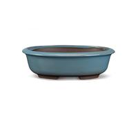 CERTRE Bonsaï Vase ovale 6001 en grès - 25 x 19 cm H 8 cm - Couleur bleu ciel émaillé
