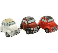 CERTRE Voiture Citroen 2Cv Tirelire Colo. Blanc 16 cm (en verre résine - Ce n'est pas un jeu)