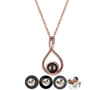 Certykllp Collier avec pendentif photo infini personnalisé « I Love You » - 100 langues - Projection d'image - Pour filles, maman, épouse, fille, elle, Argent, Pas de gemme