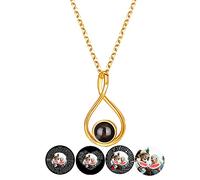 Certykllp Collier avec pendentif photo infini personnalisé « I Love You » - 100 langues - Projection d'image - Pour filles, maman, épouse, fille, elle, Argent, Pas de gemme