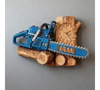 Certykllp Horloge murale imprimée 2D personnalisée pour tronçonneuse Personnalisée pour bûcherons, travailleurs forestiers, jardiniers, amoureux de la nature, passionnés de coupe de bois -2