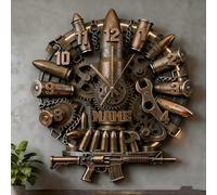 Certykllp Horloge murale personnalisée en forme de balle de pistolet Impression 2D personnalisée Horloge murale en forme de balle de pistolet avec nom pour soldat horloger et fan militaire Décoration