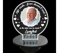 Certykllp Lampes solaires d'extérieur commémoratives personnalisées avec nom de la photo - Décoration de tombe - Cadeaux de condoléances pour la perte d'un être cher en mémoire (A-Round -1)