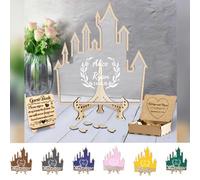 Certykllp Livre d'or personnalisé sur le thème du pays des merveilles - Château fantastique - Livre d'or blanc - Livre d'or de mariage pour princesse