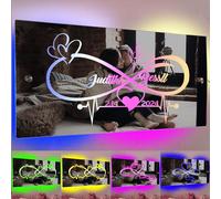 Certykllp Miroir Lumineux LED avec Signe de l'infini personnalisé avec nom de Couple - Décoration Murale personnalisée pour la Saint-Valentin, Les fiançailles pour Les Jeunes mariés, Cadeaux