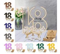 Certykllp Personalised 18th Birthday Guest Book Alternative 18 Birthday Party Decorations Custom Number 18 Drop Box Frame Guest Book Sign with 30-100 Wooden Hearts 18th Birthday Gifts…