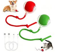 CeruleTree Lot de 2 balles interactives pour chat, balle roulante intelligente à 360 ° avec queue pour chats et chiens, rechargeable par USB, 3 vitesses, jouet pour soulager l'ennui et l'exercice