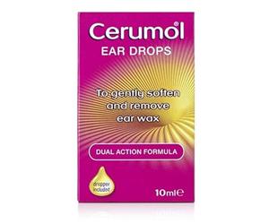 Cerumol Gouttes auriculaires à double action, 10 ml, formule douce, aide à soulager les symptômes du cérumen, adoucit le cérumen, compte-gouttes inclus