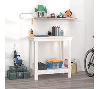 Cervaline Banc de Travail Blanc 80x50x80 cm Bois de pin Massif,Quincaillerie,Accessoires de quincaillerie,Organisation & Rangement d'outils,Établis,11.39 kg-822497