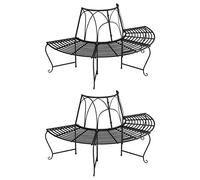 Cervaline Banc Demi-Circulaire Tour d'arbre Lot de 2 Ø159 cm Noir Acier,Meubles,Mobilier de Jardin,Sièges de Jardin,Bancs de Jardin,21.3 kg-3095717