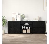 Cervaline Buffet 3 pcs Chêne Noir 70 x 41 x 75 cm Bois d'ingénierie,Meubles,Armoires & Meubles de Rangement,Buffets & bahuts,68.1 kg-3393157