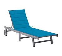 Cervaline Chaise Longue de Jardin avec Coussin Gris Bois d'acacia Solide,Meubles,Mobilier de Jardin,Sièges de Jardin,Bains de Soleil,16.87 kg-3061363
