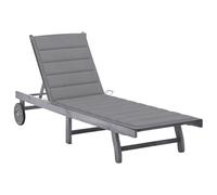 Cervaline Chaise Longue de Jardin avec Coussin Gris Bois d'acacia Solide,Meubles,Mobilier de Jardin,Sièges de Jardin,Bains de Soleil,16.87 kg-3061360