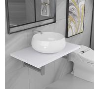 Cervaline Meuble de Salle de Bain en Deux pièces Céramique Blanc,Meubles,Ensembles de Meubles,Ensembles de mobilier pour salles de Bains,15 kg-279343