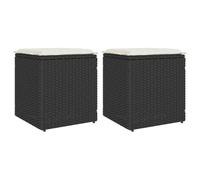 Cervaline Tabourets Jardin Coussins 2 pcs Noir 40x40x43 cm résine tressée,Meubles,Mobilier de Jardin,Poufs d'extérieur,10.8 kg-4104039