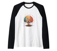 Cerveau Artistique coloré comme Arbre - TDAH autisme Manche Raglan