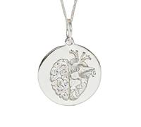 Cerveau et cœur anatomique gravés en argent sterling 925 | LK_NLC_02416 | round running equine medallion 24mm animal inspired disc necklace with 18 inch cable chain meaningful