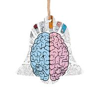 (Cerveau humain) Collection de Noël sculptée en forme de cloche - Décorations de vacances en bois naturel avec finition brunie artisanale, 4 formes festives et 1/2/4/6 options de lot multiple