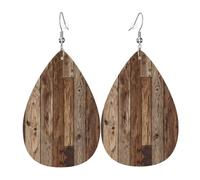 Ces boucles d'oreilles exquises en cuir en forme de goutte en bois marron sont à la mode et légères, aux couleurs vives et vives, ne se décolorent pas facilement, taille unique