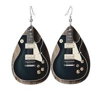 Ces boucles d'oreilles exquises en cuir en forme de goutte en forme de guitare musicale sont à la mode et légères, aux couleurs vives et vives, ne se décolorent pas facilement, taille unique