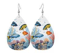 Ces boucles d'oreilles exquises en cuir en forme de goutte en forme de poisson coloré sont tendance et lumineuses, de couleur vive et vive, ne se décolorent pas facilement, taille unique