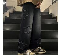 Ces jeans noirs amples pour adolescents et étudiants de collège mélangent le style de rue vintage Y2K avec un design simple et confortable, ce qui en fait un choix idéal pour la rentrée scolaire, les