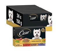 César Multipack Tarifs Alimentaires humides pour Chiens à Salsa, sélection des Recettes paysannes (Pack 6 x 4 tarifs x 150g)