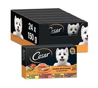CESAR Multipack Tarifs Alimentaires humides pour Chiens Sélection et gélatine, gélatine Recettes de la Huerta (Pack de 6 x 4 Tarrinas x 150g)