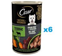 CESAR Natural Goodness en boîte de 6 x 400 g, riche en agneau, avec des carottes, des pommes de terre et des épinards