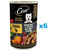 CESAR Natural Goodness en sachet de 6 x 400 g, riche en poulet avec des patates douces, des petits pois et des canneberges