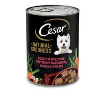 Cesar Natural Goodness Nourriture humide pour chiens adultes riche en bœuf garni de carottes, haricots verts et herbes - Boîte de 12 x 400 g