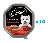 CESAR Nourriture humide complète pour chiens adultes barquettes avec du bœuf et du foie succulents 14x150 g