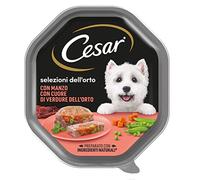 Cesar Sélections du potager Nourriture pour Chien avec Bœuf avec Coeur de Légumes du Jardin 150 g - 14 Pots, Mix 150 g (Lot de 1)