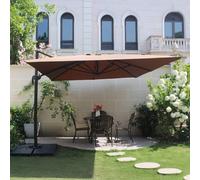 Cesare ensemble parasol marron 3x4m et 4 dalles à lester