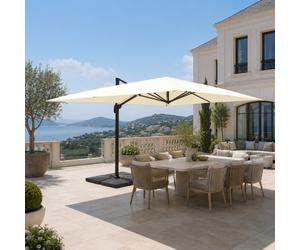 Cesare parasol ecru déporté rectangle 3 x 4 m rotatif à 360