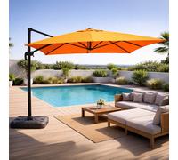 Cesare - Parasol Rectangulaire 3x4m Déporté Rotatif Orange En Aluminium