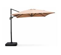 Cesare parasol rectangulaire 3x4m déporté rotatif taupe en aluminium