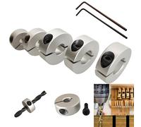 CESFONJER 1 Set Foret à Butée de Profondeur de Collier pour Bois Reglable Collier Depth Stop Bit 6mm 8mm 10mm 12mm 14mm + 2 pièces Clé Hexagonale