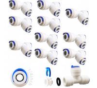 CESFONJER 10 Pcs Accessoires De Filtre à Eau RO | Raccord De Buse 1/4 Pouces |90 Degree Right Angle 3 Way Fast Docking | pour Tuyau de réfrigérateur, Tube d'osmose Inverse