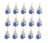 CESFONJER 15 Pièce Mini Interrupteur à Bascule, AC 125V 6A ON-OFF 3 Broches 2 Position SPDT Interrupteur a Bascule Autobloquant pour Pièces D'auto Bleu